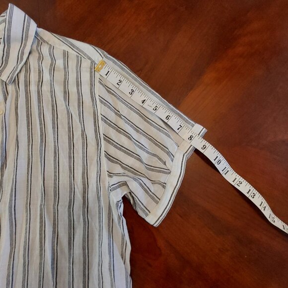 Lucky Brand Women's Relaxed Printed Workwear Striped Cotton Shirt - Picture 11 of 11